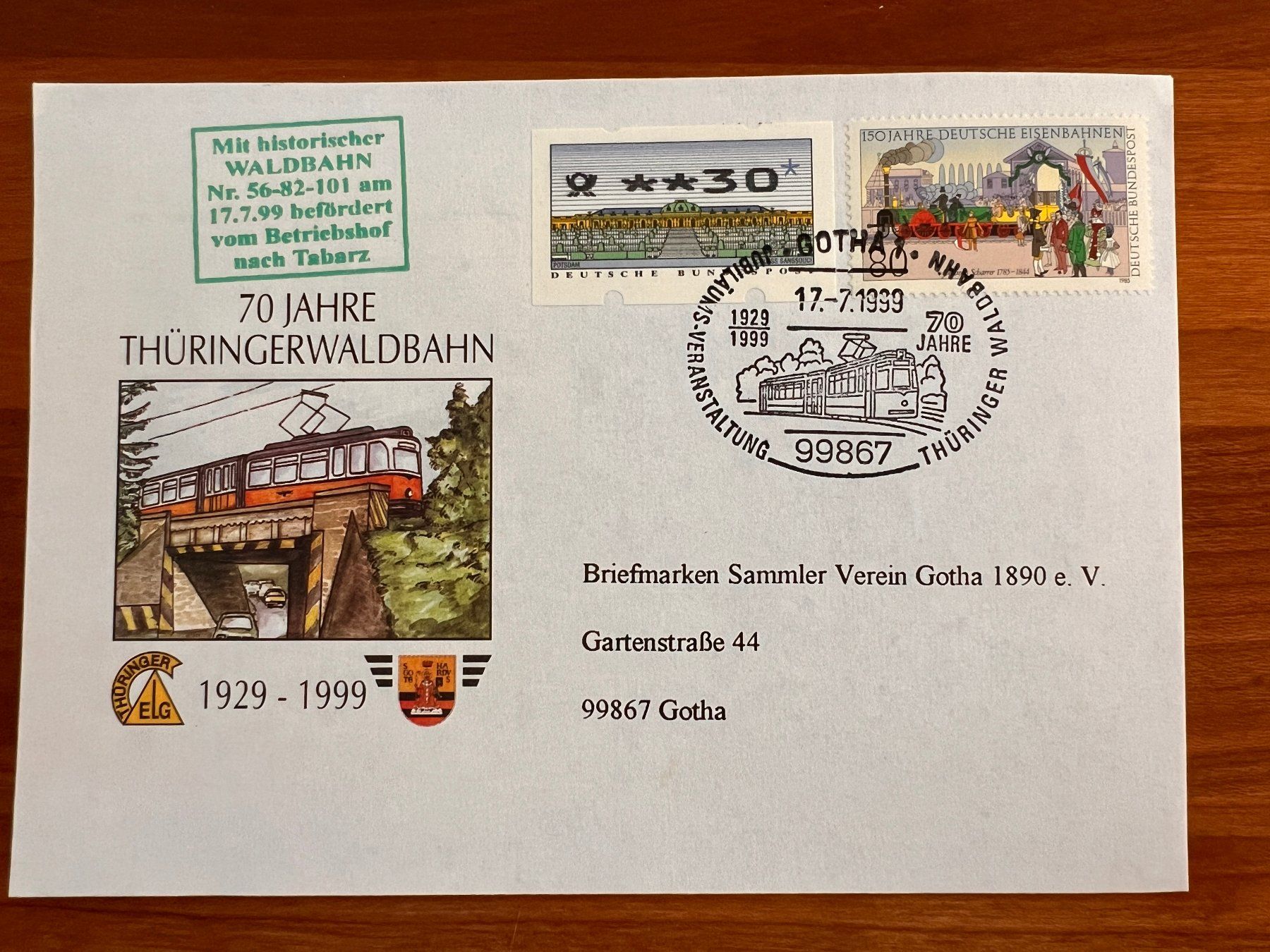Alle Briefmarken: Thüringerwald - Bahn 1999  (P317) – Gebraucht aus Hinwil von Sidi4