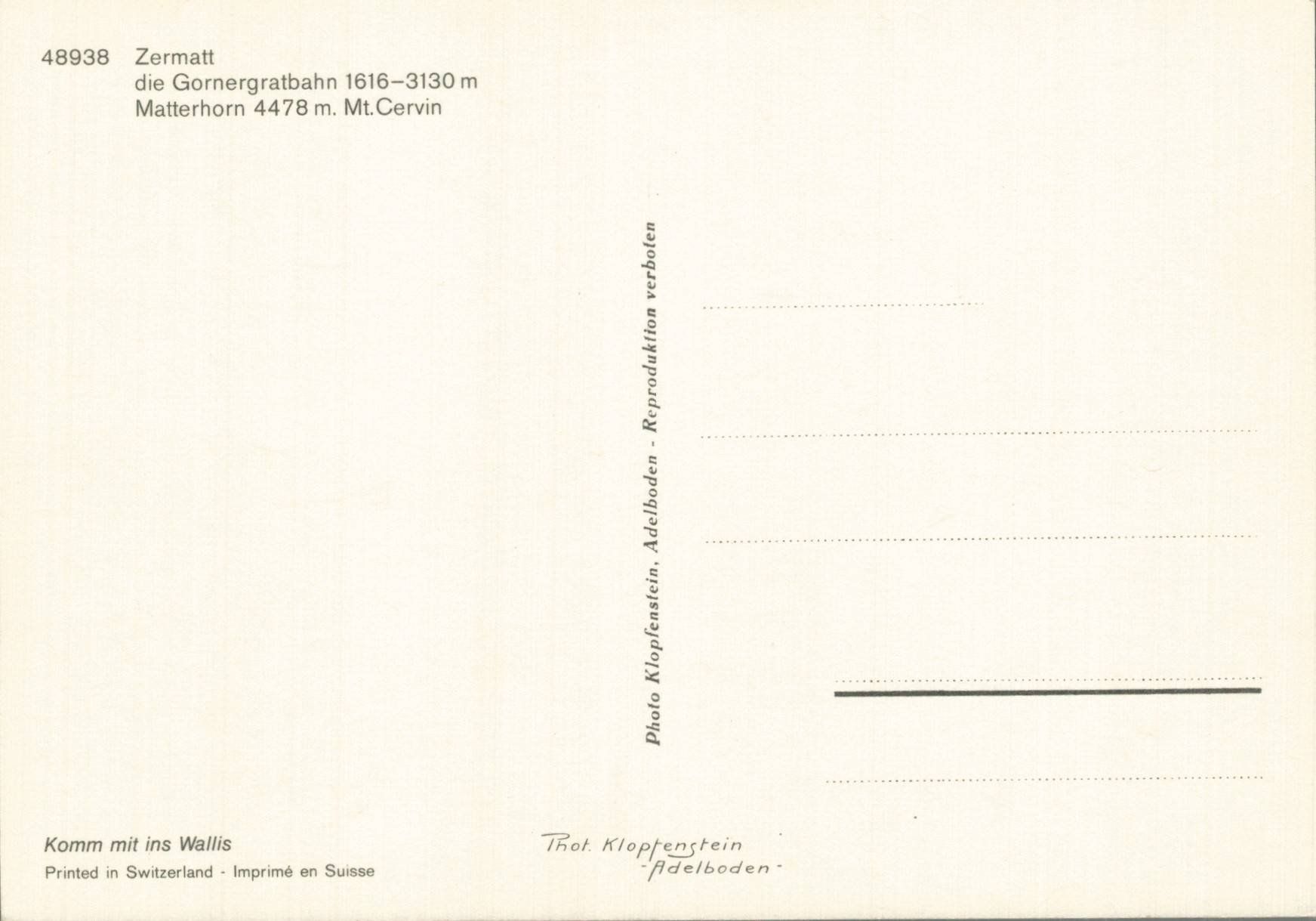 Cartoline postali: Ansichtskarte Gornergratbahn Zermatt Matterhorn gebraucht – Usato da Luzern venduto da Kartenansicht 1