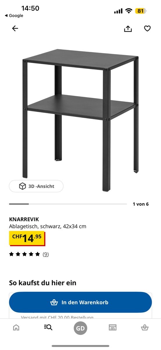Tables: Ikea Ablagetisch KNARREVIK – D'occasion à Beromünster par Ana.8 1