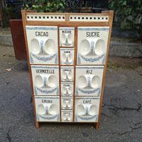 Gewürzregal Holz mit Keramikschubladen Vintage Shabby Chic