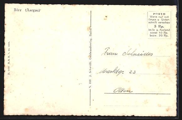Cartoline postali: Birr /Aargau, Strassenpartie mit Pferden – Usato da Berlin venduto da bartko-reher 1