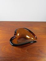Vintage Glasschale Aschenbecher herzförmig 1960er Jahre