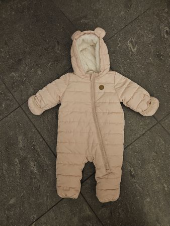 Baby Schneeanzug mit Kapuze rosa gefüttert Gr.56