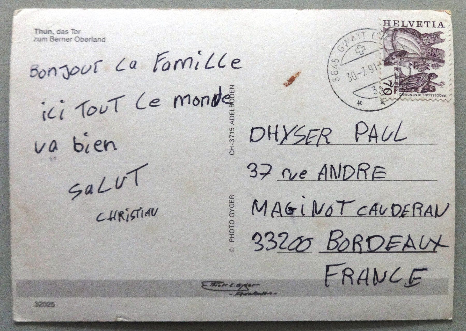 Cartes postales: Thun - Thoune – Défectueux à Fétigny par Billy2miny 1