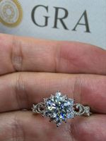 Bague argent avec diamant de moissanite de 1 ct certifié GRA