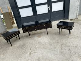 Table de chevet vintage Wuma, noir et or, chic!