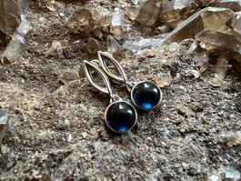 Ohrhänger 925 Silber mit blauem kolumbianischen Bernstein