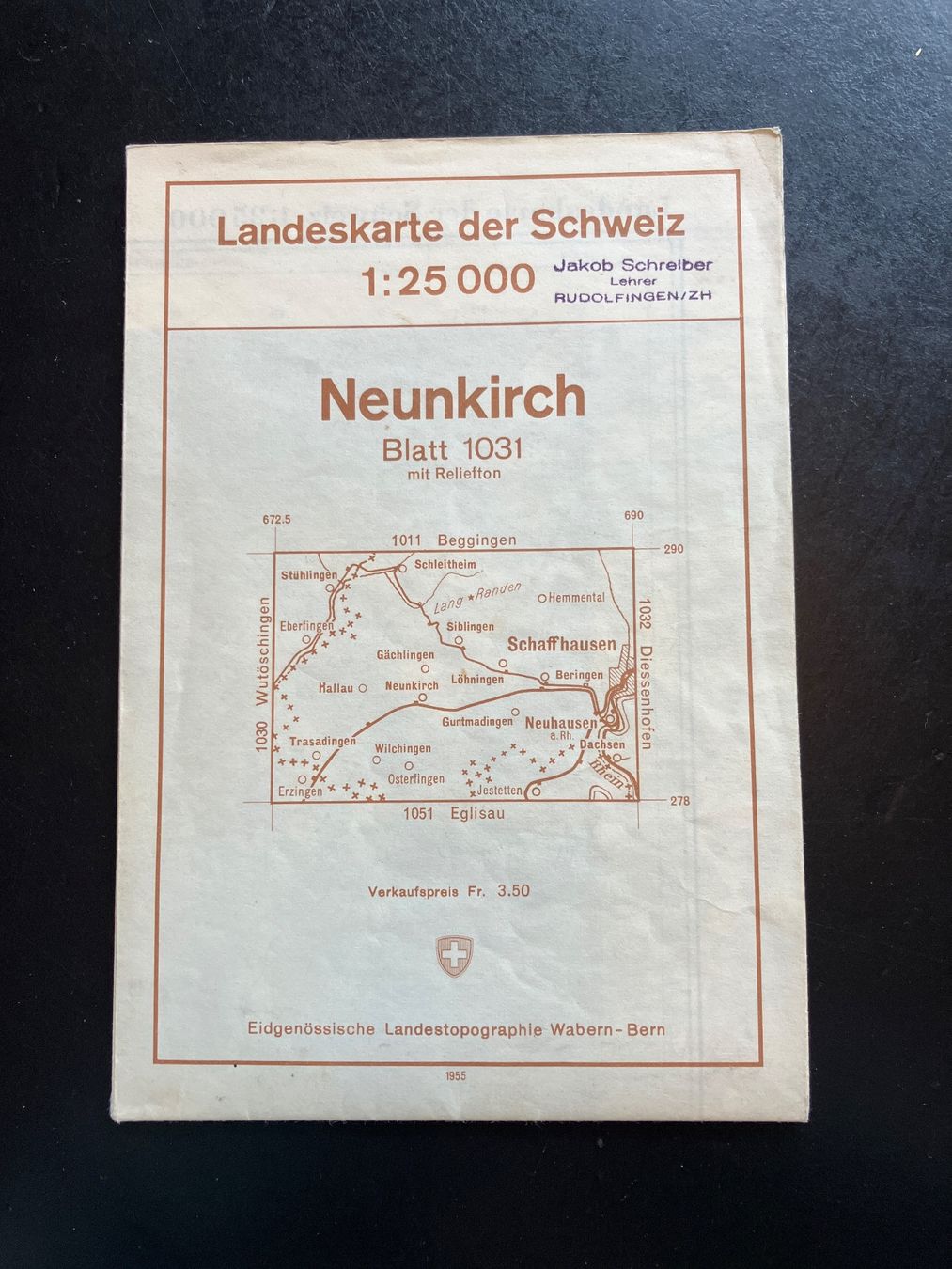Cartine & Atlanti: Neunkirch, Landkarte 1955 – Usato da Wangen ZH venduto da day01