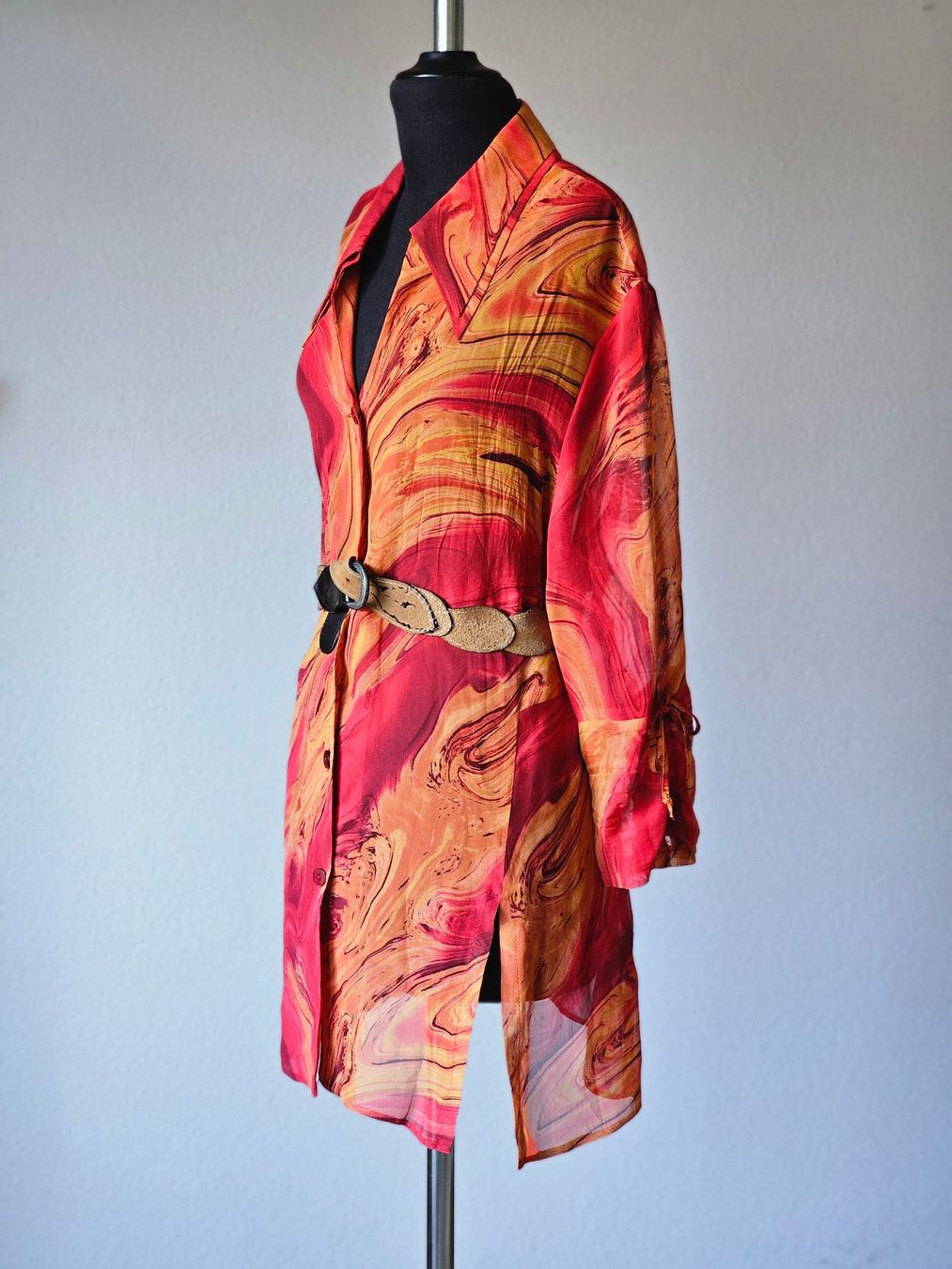 Vestiti: Vintage Kleid Bluse Orange Rot Gr. M-L – Usato da Ried-Brig venduto da Zzyzx 1