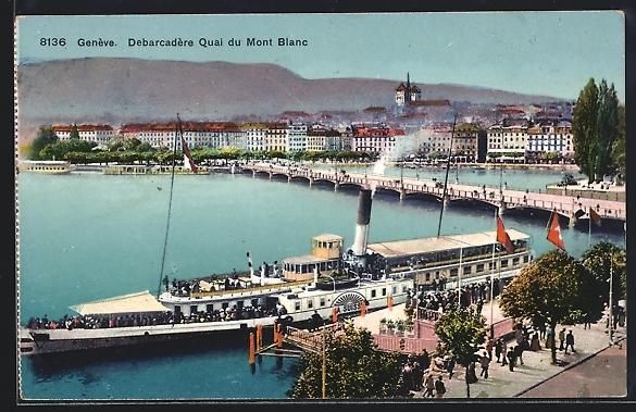 Cartoline postali: Genève, Débarcadère Quai du Mont Blan – Usato da Berlin venduto da bartko-reher
