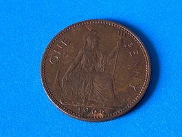 UK - 1 Penny - Elizabeth II (1st portrait) 1966
