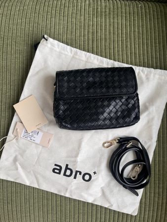 Mini sac Abro Noir en Cuir Tressé style Bottega