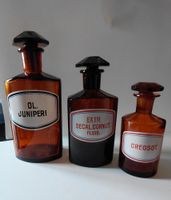 Apothekerflaschen braun mit Etiketten 3 Stück