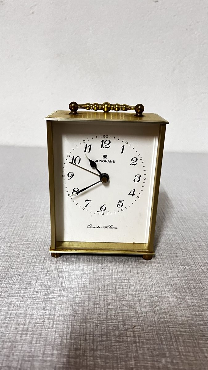 Uhren: Junghans Quartz Wecker, Messing Optik – Gebraucht aus Madiswil von SWISS_49.B