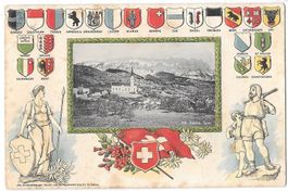 Gams Prägekarte Helvetia Tell Wappen