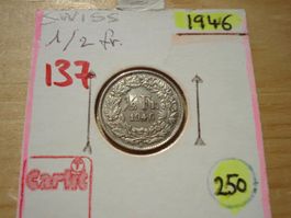 (137)  1/2 Franken  1946 180°