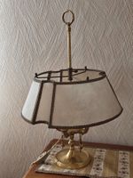 Tischlampe Messing mit bespanntem Schirm