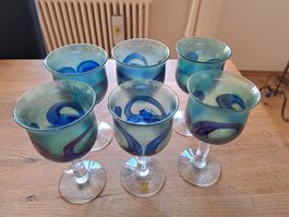 6 Isle of Wight Weingläser, mundgeblasen, Vintage