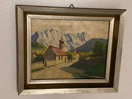 Landschaftsgemälde signiert Kapelle