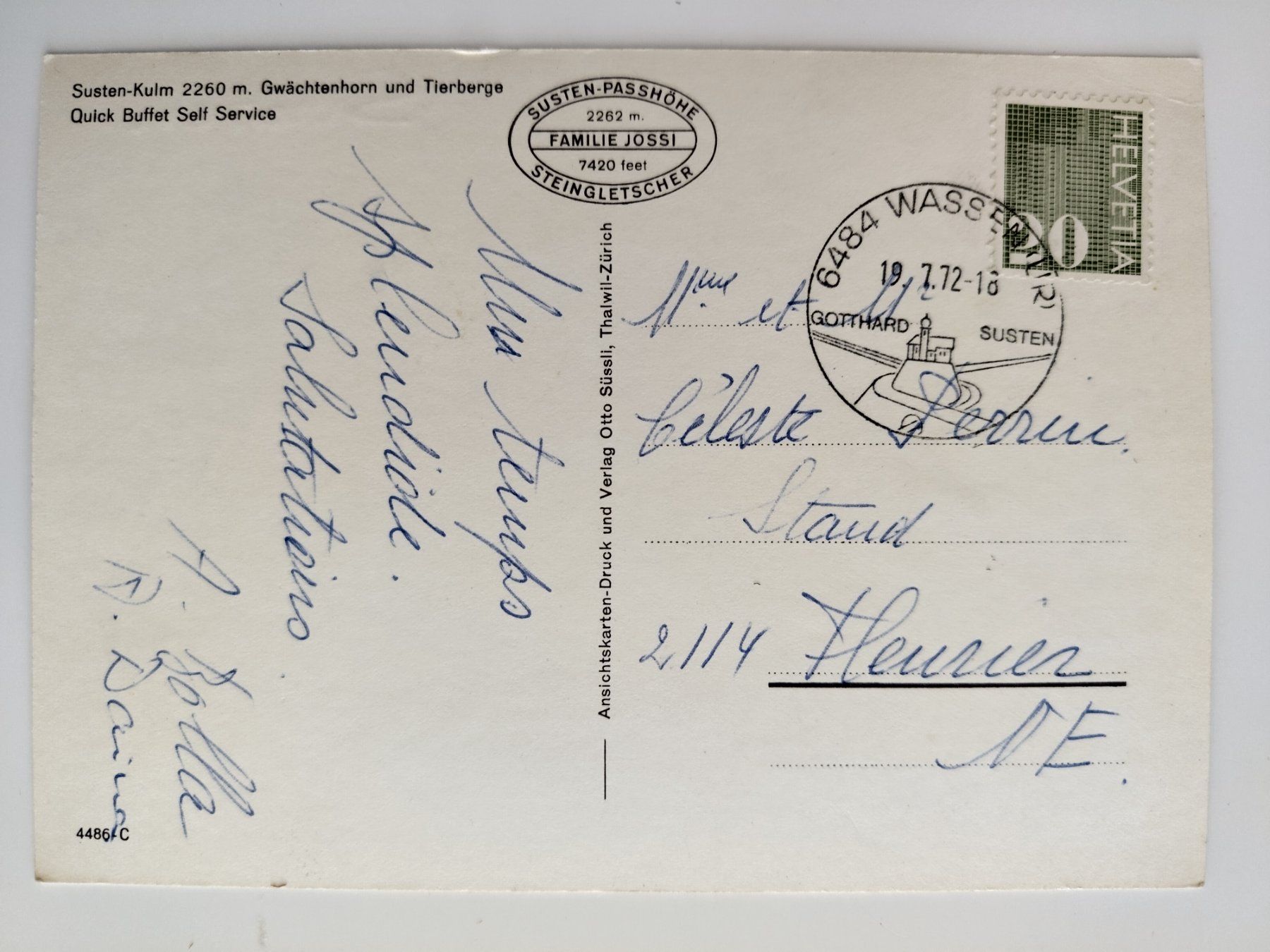 Cartoline postali: Sustenkulm, Quick Buffet, Oldtimer dat.1972 – Difettoso da Ohmstal venduto da Lebensfreude05 1