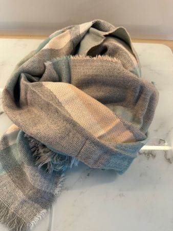🧣 Kuscheliger XXL Schal kariert | Grau Türkis Beige