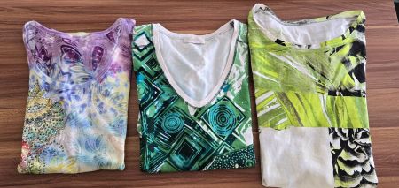 3 Damen T-Shirts bedruckt Grösse 36/38