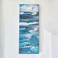 Abstraktes Acrylgemälde "Meeresbrise" 20x50cm Original
