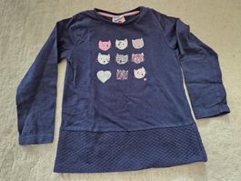 Sweatshirt, Gr. 122, mit Herz-Applikationen, Katze Pullover