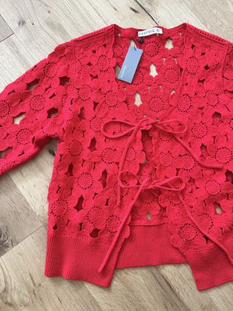 Neu Parfois Häkel-Cardigan / Strickjacke rot (M/L) mit Etike
