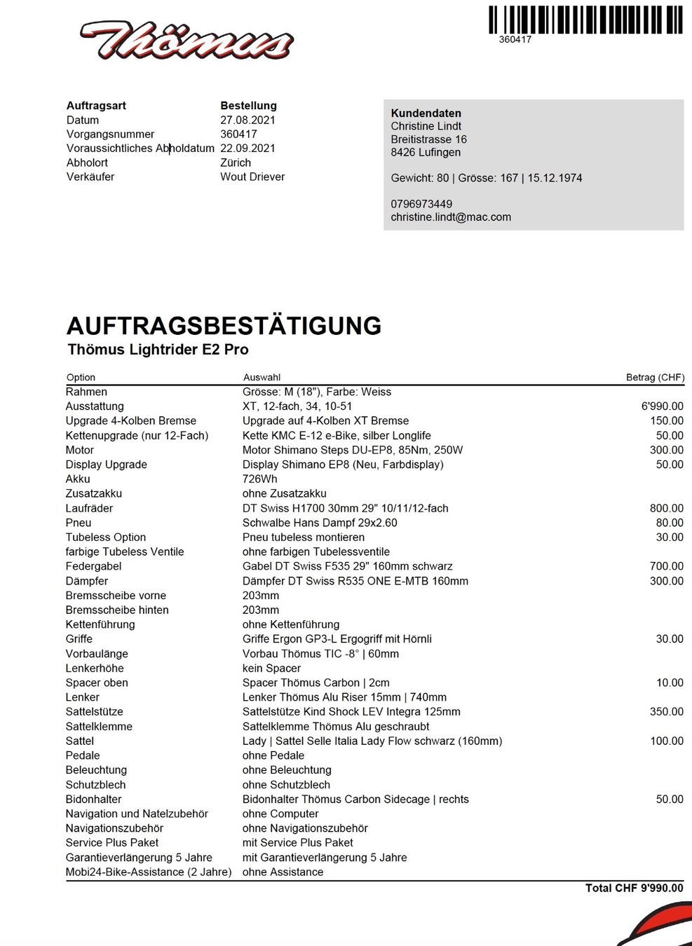 Thömus Velos: E-MTB Thömus E2 Pro – Gebraucht aus Lufingen von ch74 5