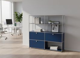 USM Haller Regal 2x4 Enzianblau / Neu (mit A Gestänge)