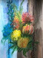 Aquarell Blumenmalerei, Unikat, farbenfroh