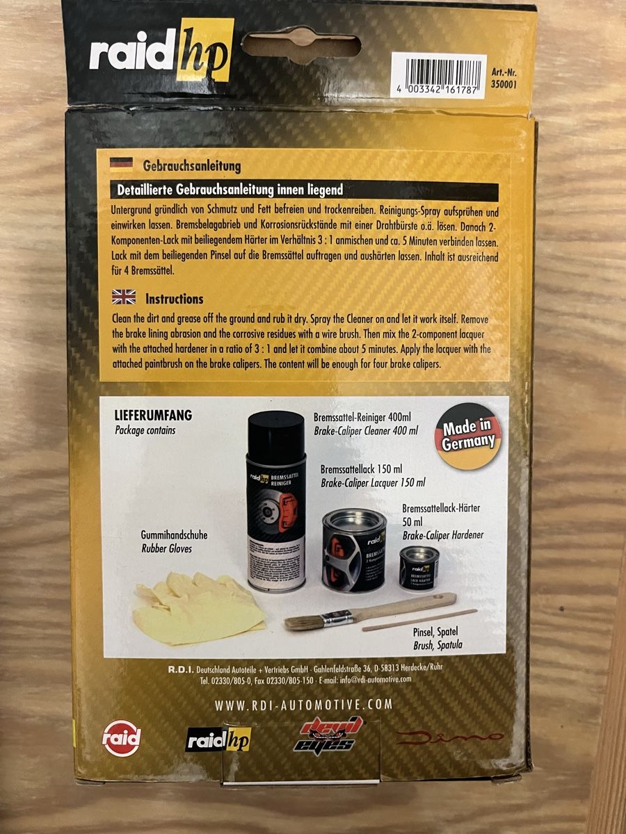 Alle Autoersatzteile: Raid HP Bremssattel Lack-Set Rot 2-Komponenten-System – Neu und originalverpackt aus Klosters von Exkursion 2