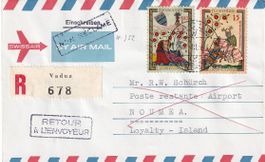 Swissair-R-Brief von Vaduz nach Noumea (Neukaledonien) 1964