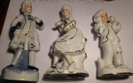 3 SCHÖNE PORZELLAN -FIGUREN,--15,5 / 15 / 13,5 CM HOCH,---