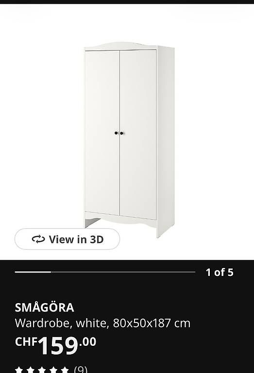 Armadi: Wardrobe white 80x50x187 – Usato da Zollikerberg venduto da lor_5ywx 2