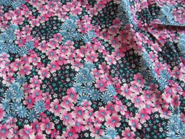 Blumenstoff Baumwolle, neuwertig, Türkis pink 80x203cm