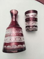 Handgeschliffener Biedermeier Krug und Glas um 1850 19Jh.