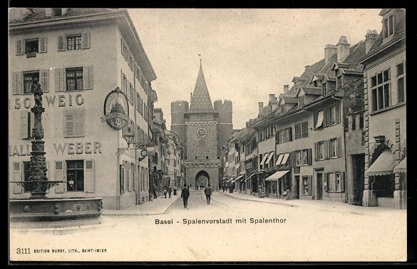 Cartoline postali: Basel, Spalenvorstadt mit Gasthaus Weber – Usato da Berlin venduto da bartko-reher