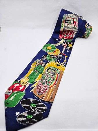 Seidenkrawatte Motiv "Fifities"  (Neu)