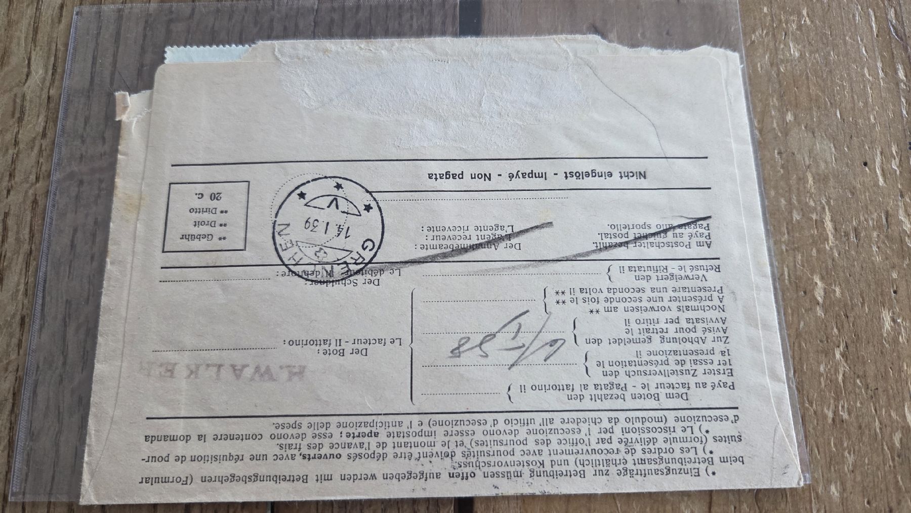 Alle Briefmarken: 1939 Einzugsautrag Pro Juventute Frankatur – Gebraucht aus Arni AG von Moth68 1