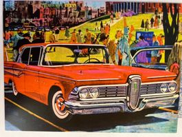Carte postale vintage Edsel rouge collector, Anée 50