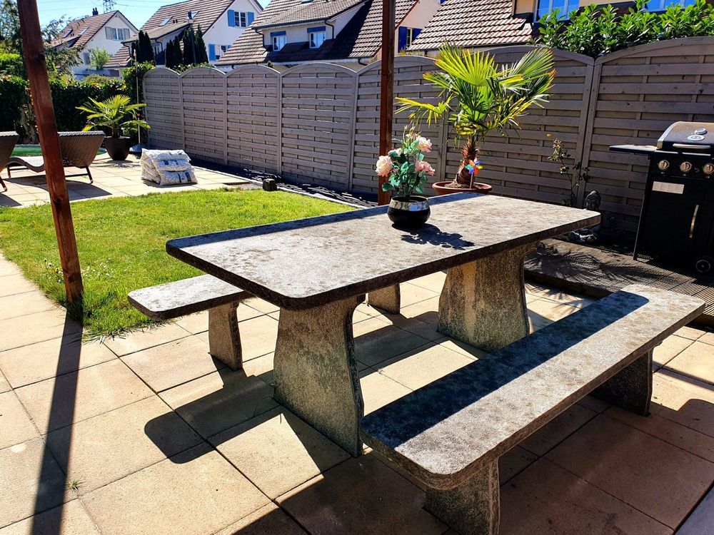 Granittisch für den Garten mit 2 Bänken Kaufen auf Ricardo