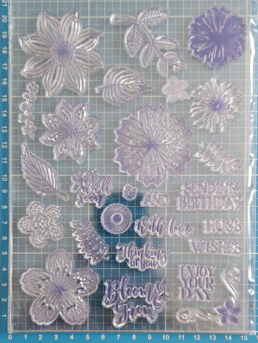 Timbri: Silikonstempel Nr.559, Blumen und div. Texte – Nuovo e nell'imballaggio originale da Gretzenbach venduto da Fliegepilz56 2