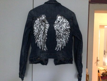 Coole Jeansjacke mit Engelflügel Gr.XS