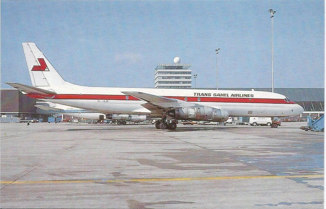 Cartoline postali: Trans Sahel Airlines DC-8-54F EL-AJK – Nuovo e nell'imballaggio originale da Thun venduto da Abigboss