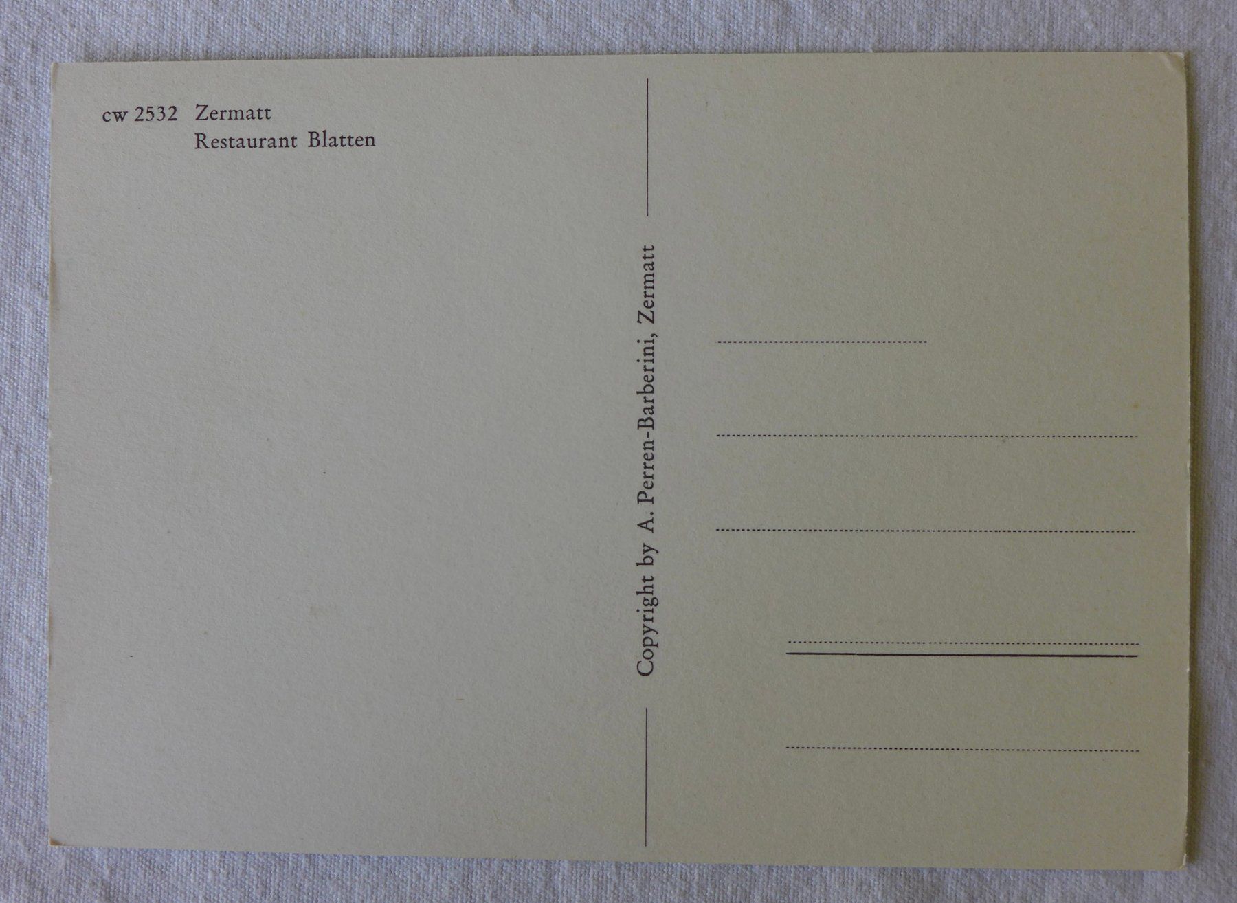 Cartoline postali: AK ZERMATT VS, Restaurant Blatten, belebt – Usato da Wallisellen venduto da aloa09 1