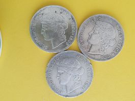 3 x 5 Franken :1889 ** , 1891* , 1907 **