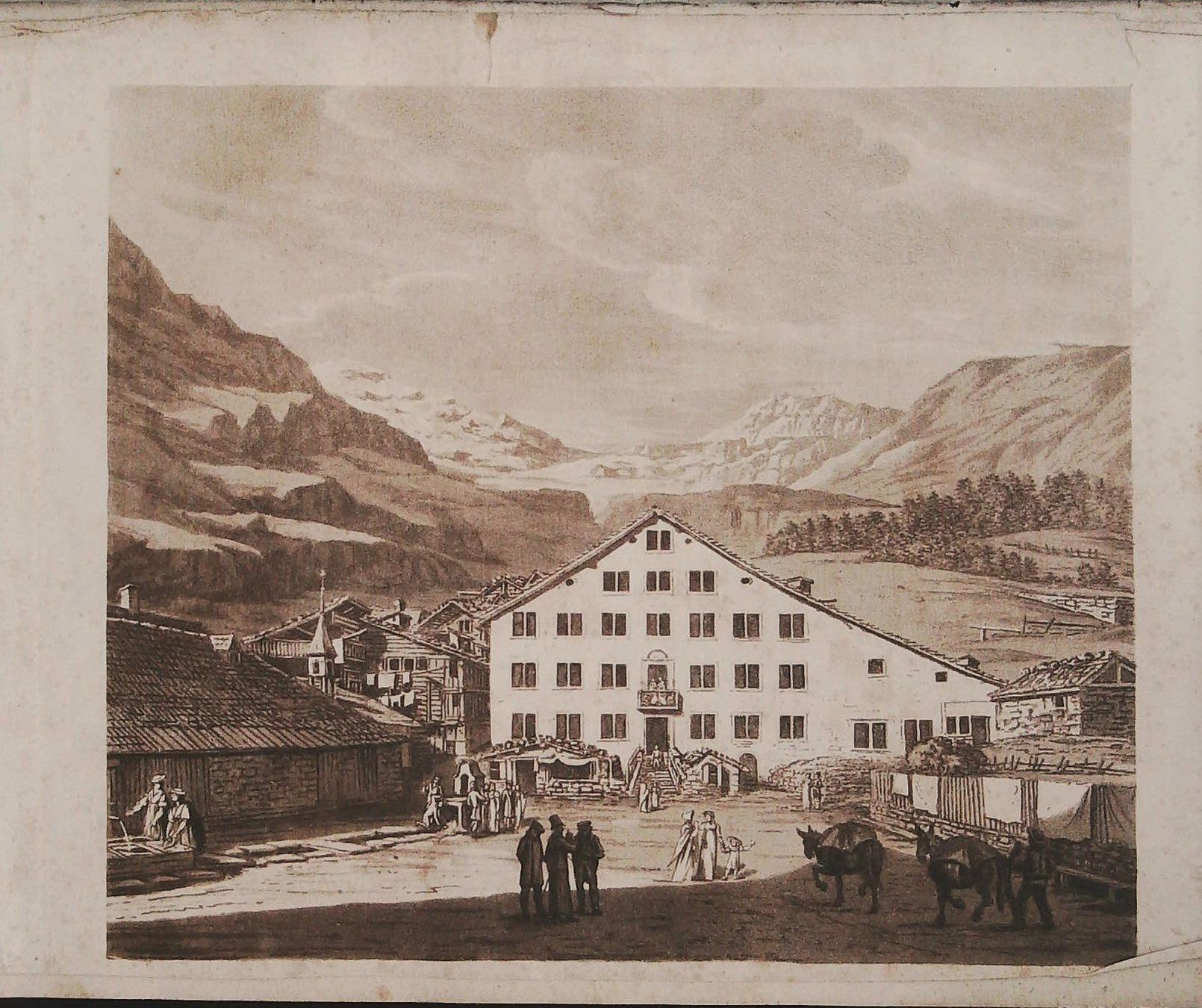 Incisioni: Leukerbad Neujahrsblatt mit Ansicht 1817 – Usato da Rafz venduto da Helvet32