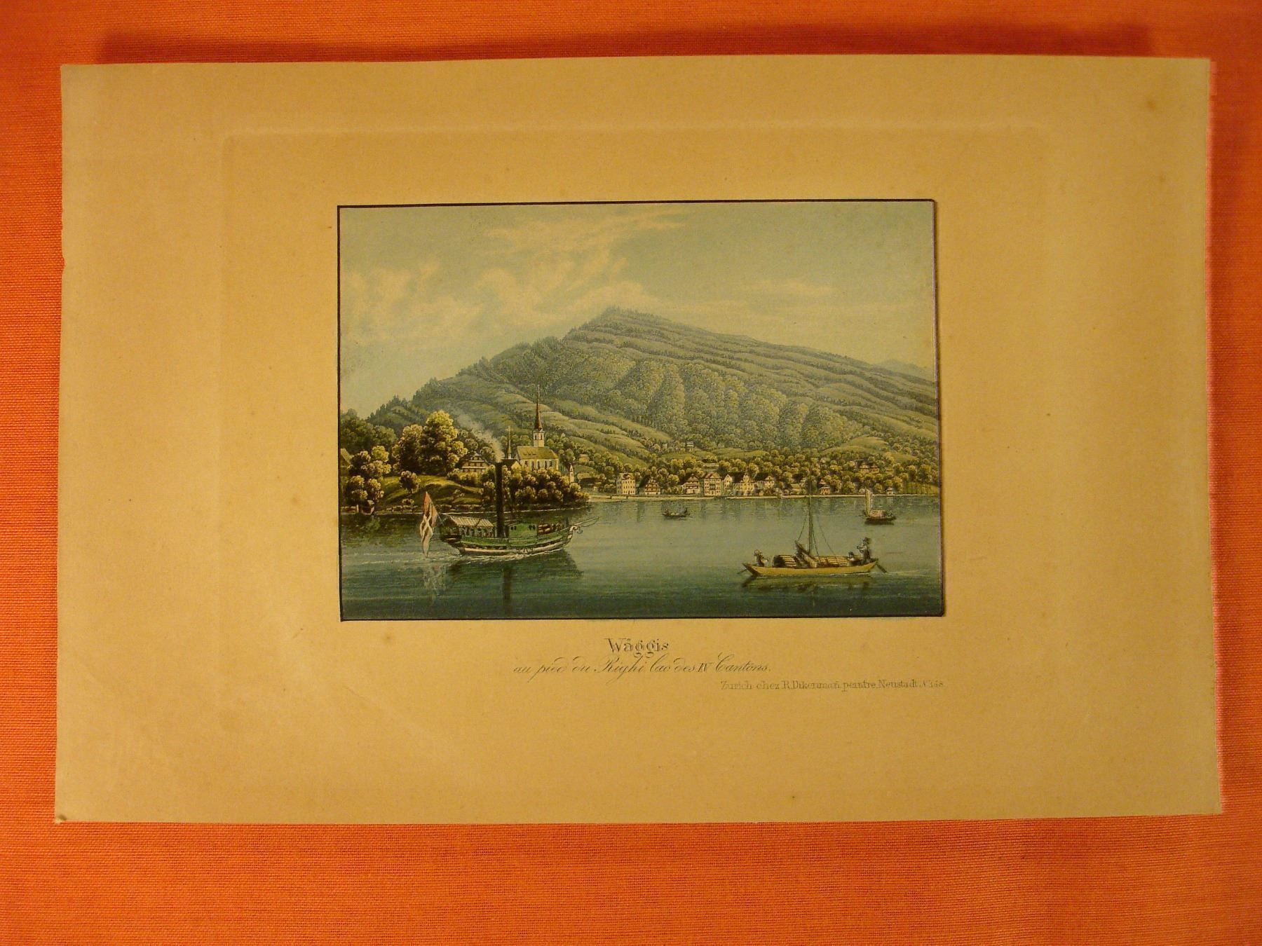Incisioni: WEGGIS ALKOLORIERTE AQUATINTA UM 1860 – Usato da Grüningen venduto da Kartensammler 1